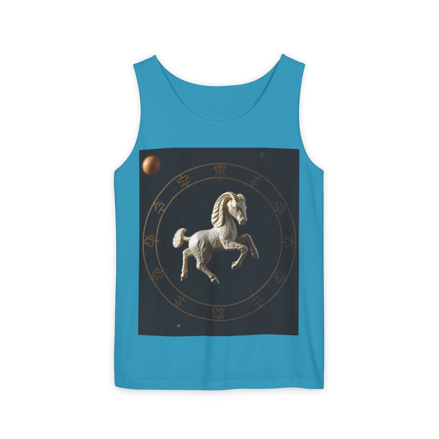 Unisex Garment-Dyed, Tank Top, Capricorn Design, Space Animal, 100% US cotton