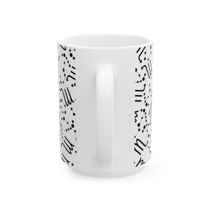 Ceramic Mug, (11oz, 15oz), Ceramic Coffee Mug, AOP, Constellation & Symbol, Scorpio Zodiac Design