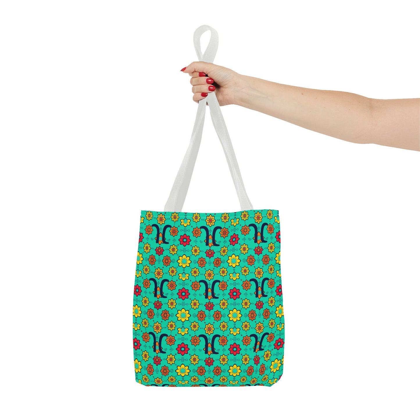 Tote Bag, (AOP), Aquarius, Zodiac, Flower Pattern