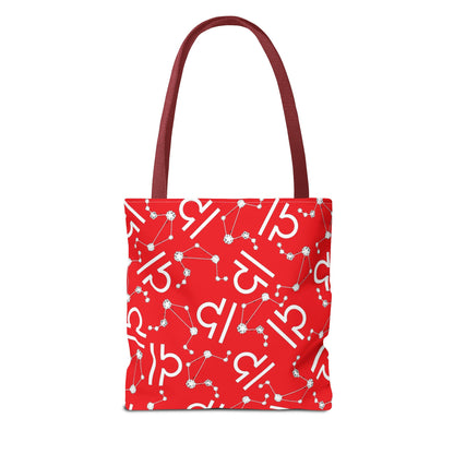 Tote Bag, Libra Zodiac Sign, AOP, (Red, White)