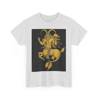 Unisex Heavy Cotton T-Shirt, Capricorn God, Zodiac Design