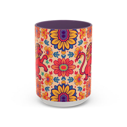 Accent Coffee Mug, Leo, Zodiac, Flower Pattern, (11, 15oz)