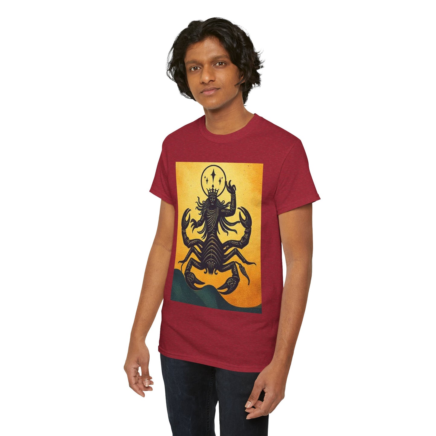 Unisex Heavy Cotton T-Shirt, Scorpion King, Print Art v1, Scorpio Zodiac Design