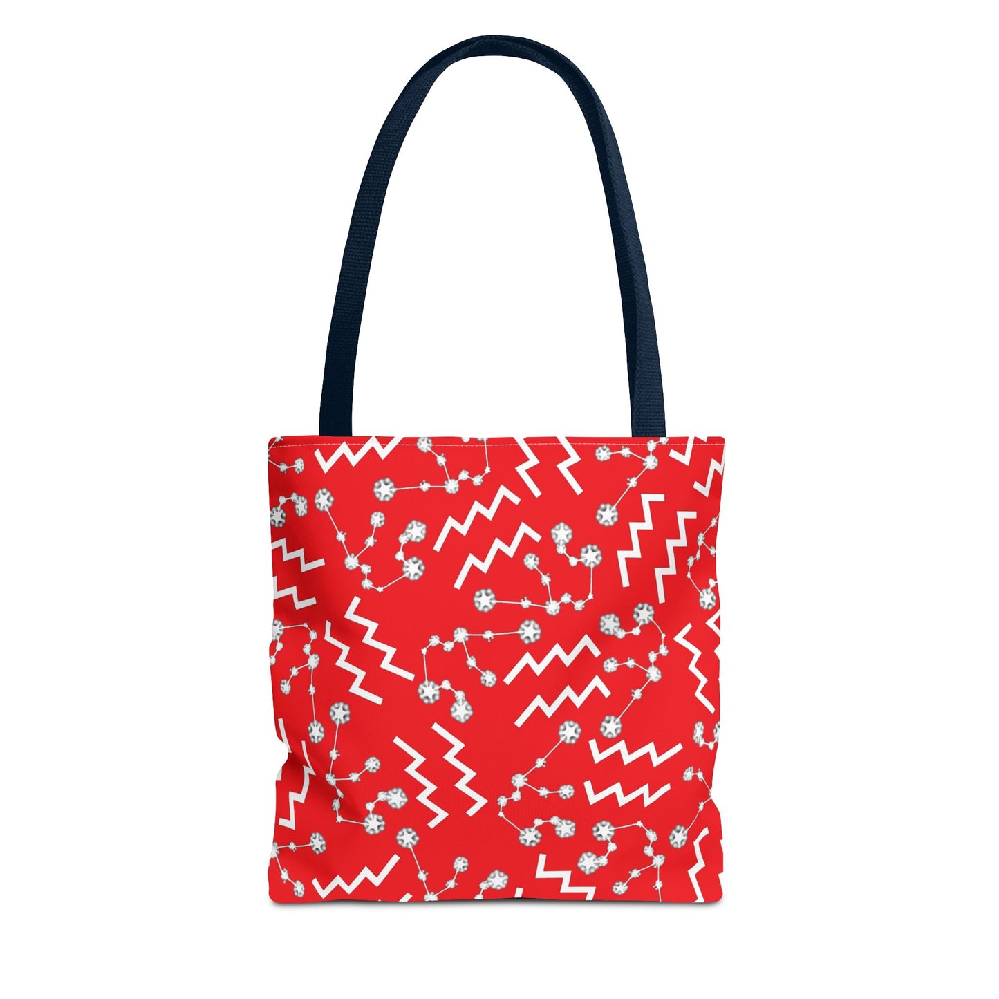 Tote Bag, Aquarius Zodiac Sign, AOP, (Red, White)