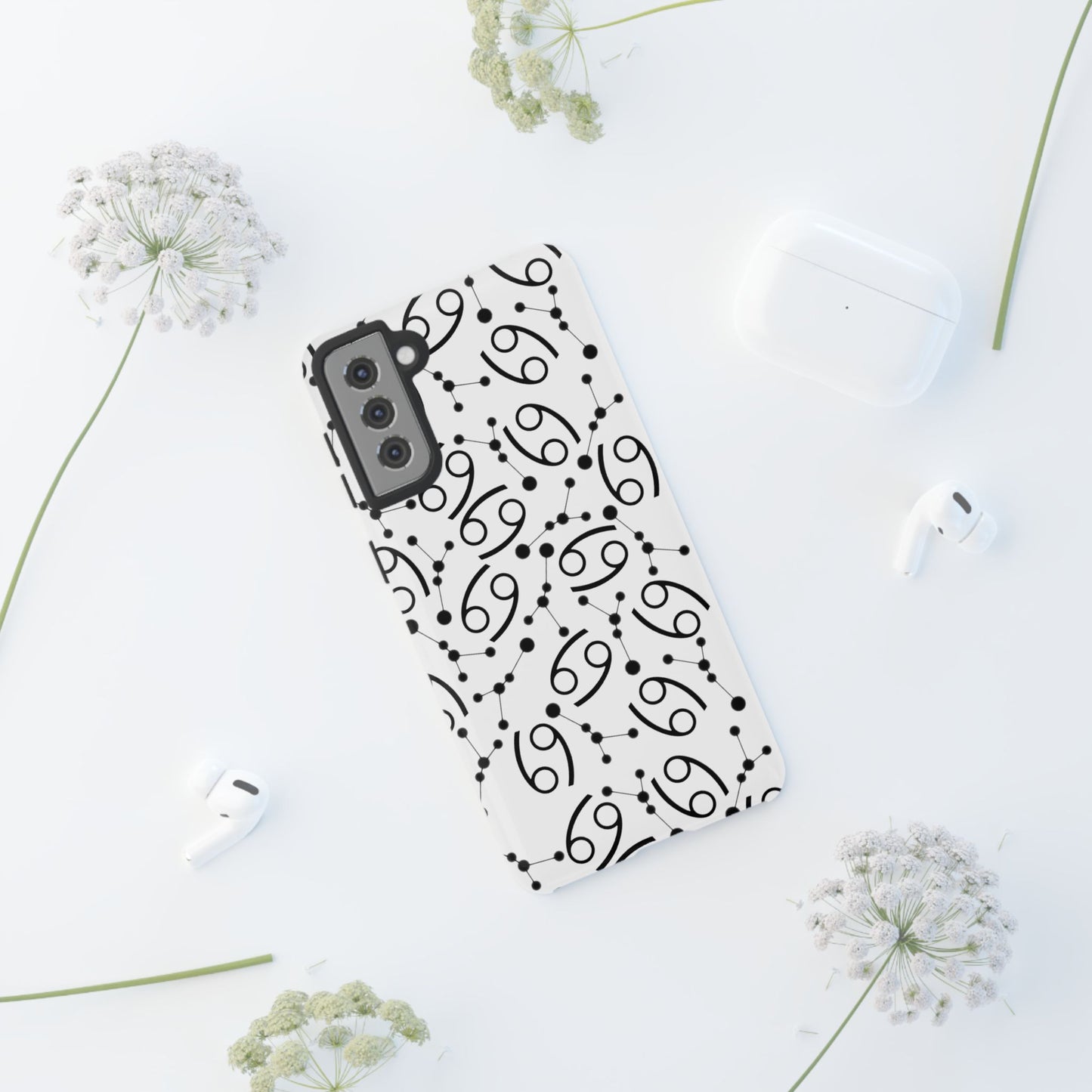 Tough Cases with the Cancer Zodiac sign for iPhone, Samsung Galaxy, and Google Pixel devices