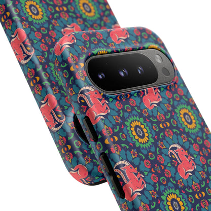 Tough Cases, Capricorn, Zodiac v1, Flower Pattern