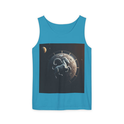 Unisex Garment-Dyed, Tank Top, Aries Design, Planet Animal, 100% Ringspun US cotton