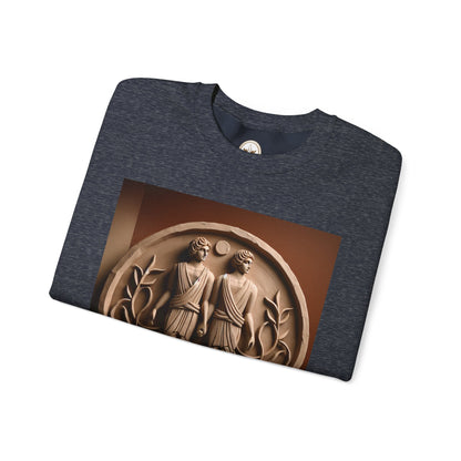 Unisex Heavy Blend™ Crewneck Sweatshirt, Stone Twins, Gemini Zodiac Design