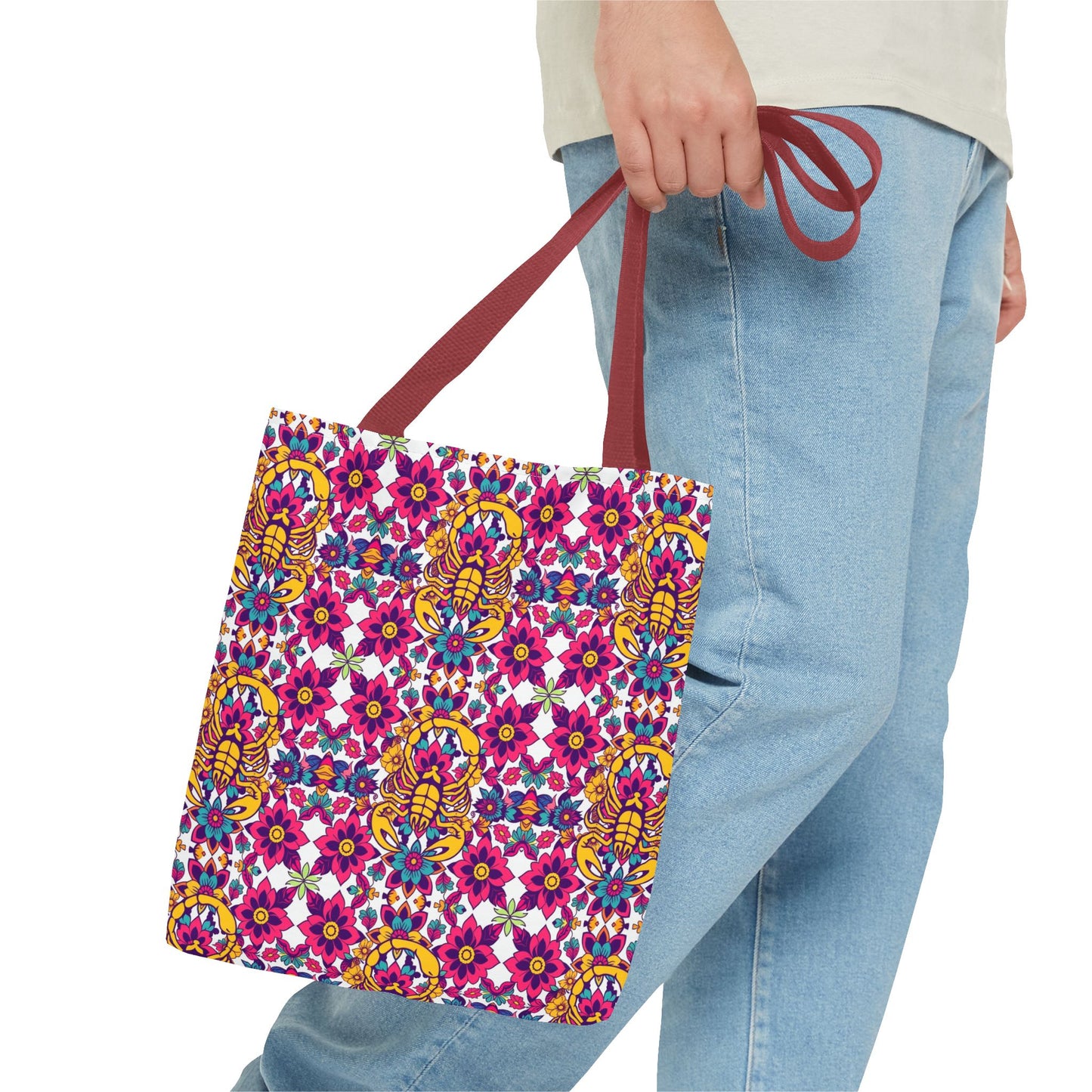 Tote Bag (AOP), Scorpio, Zodiac v1, Flower Pattern