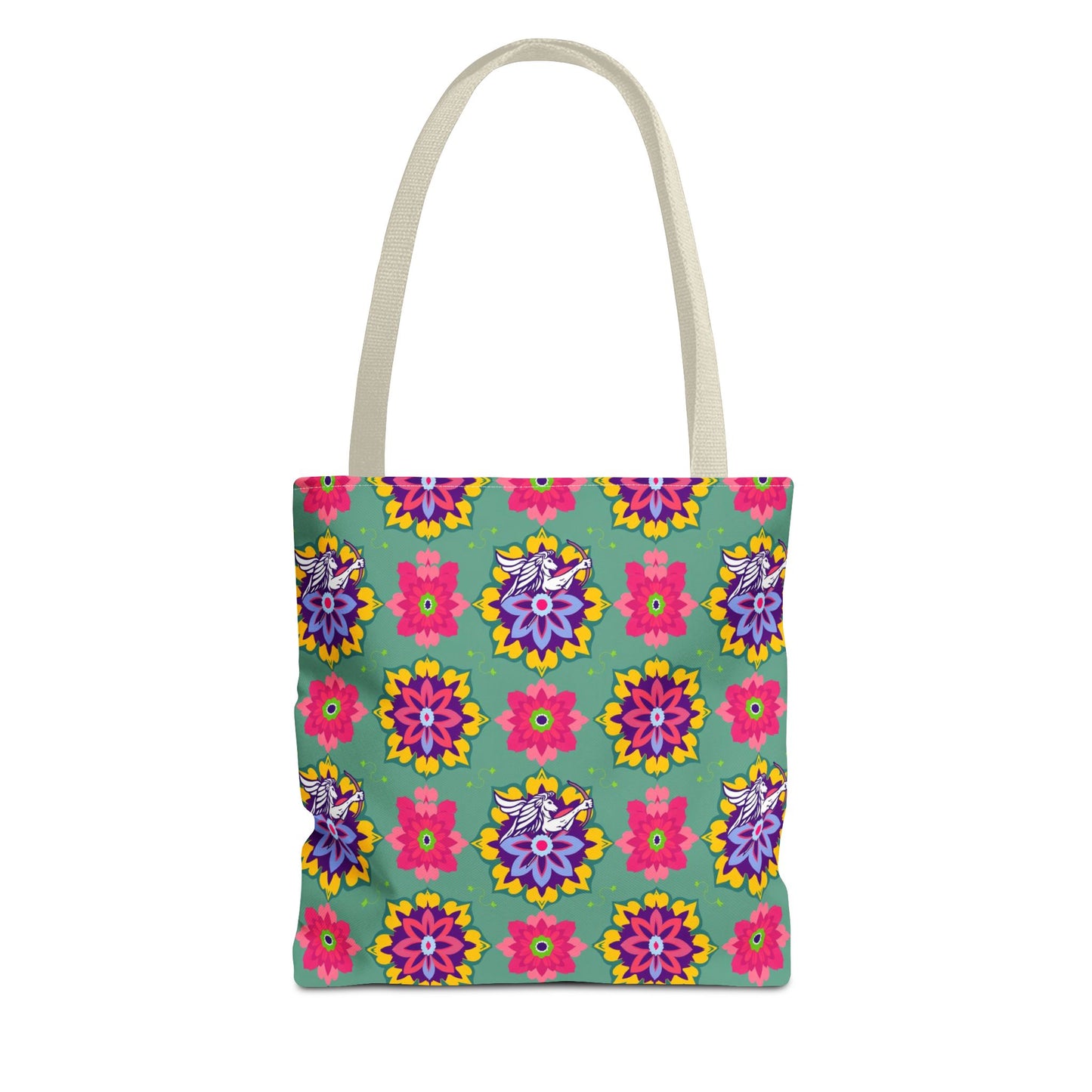 Tote Bag, (AOP), Sagittarius, Zodiac v4, Flower Pattern