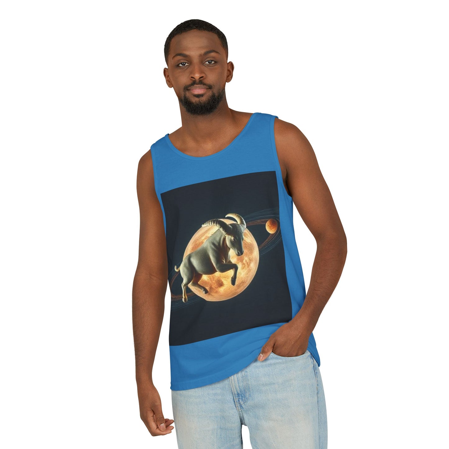 Unisex Garment-Dyed, Tank Top, Taurus Design, Planet Animal, 100% US cotton