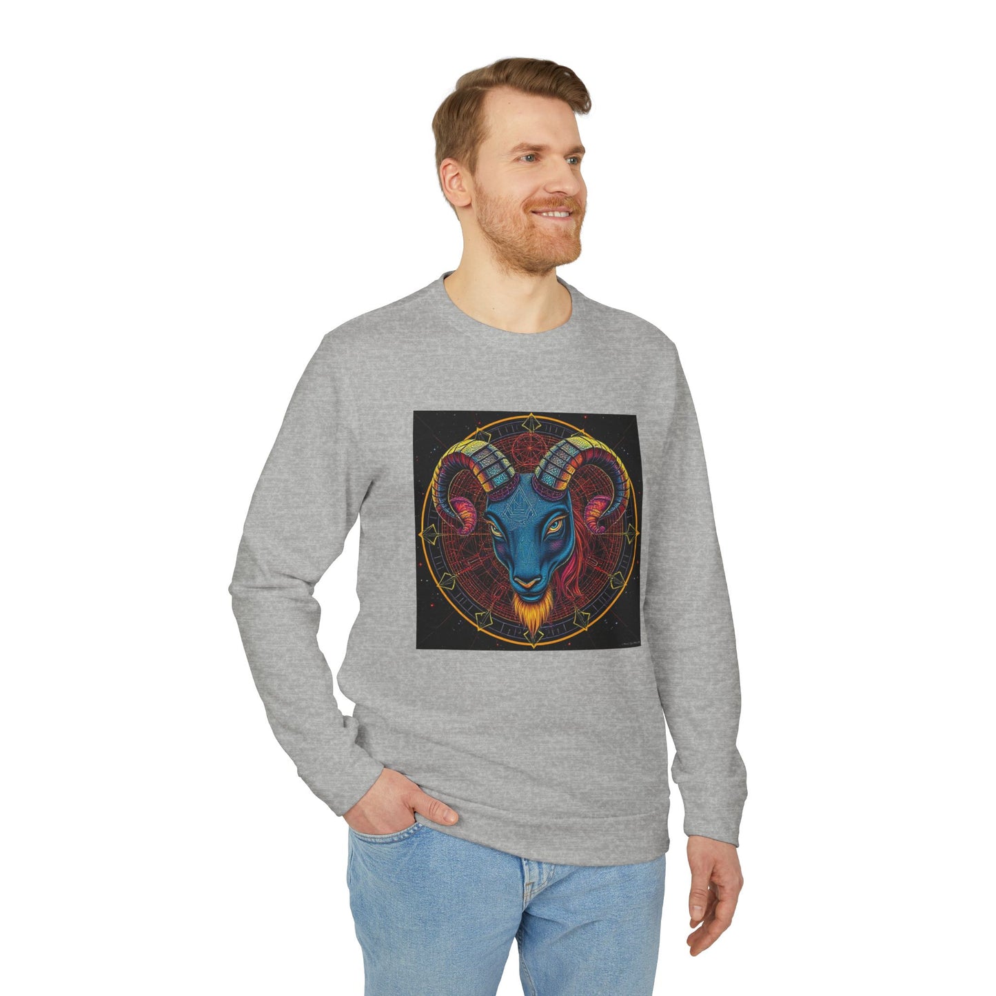 Adidas, Unisex Fleece Crewneck Sweatshirt, Aries, Pop Art v1, Zodiac