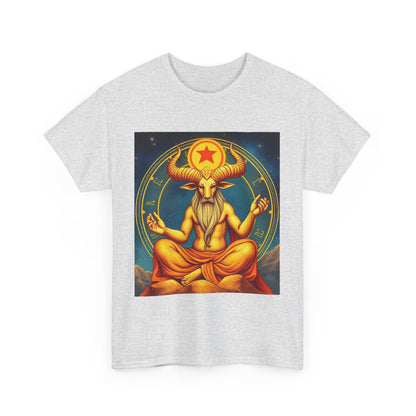 Unisex Heavy Cotton T-Shirt, Meditating Bull, Taurus Zodiac Design