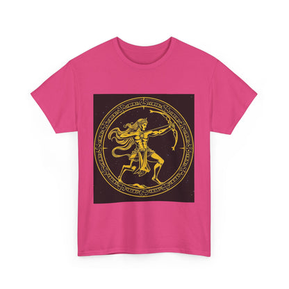 Unisex Heavy Cotton T-Shirt, Mythical Faun/Satyr v1, Sagittarius Zodiac Design
