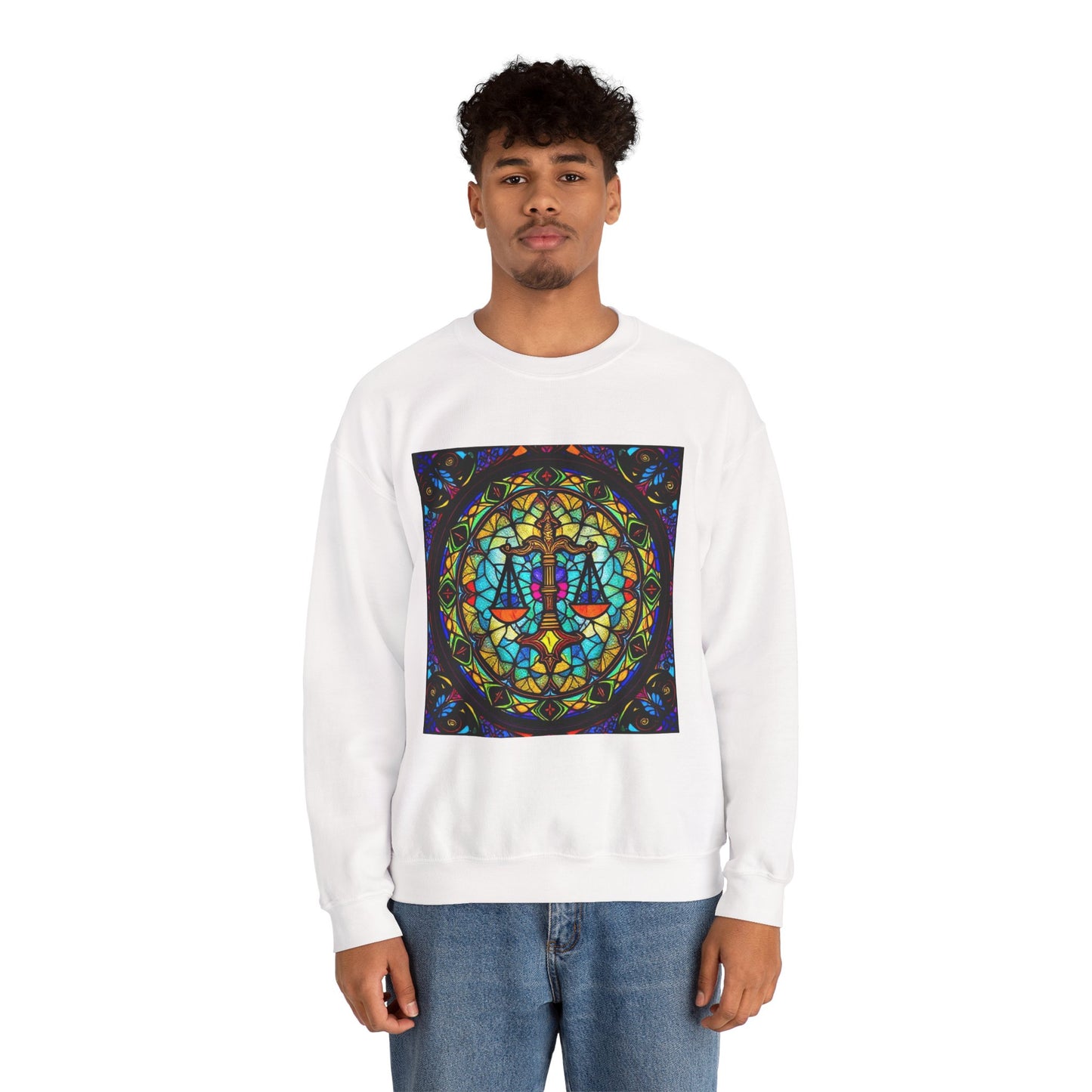 Unisex Heavy Blend™ Crewneck Sweatshirt, Glass, Libra Zodiac Design