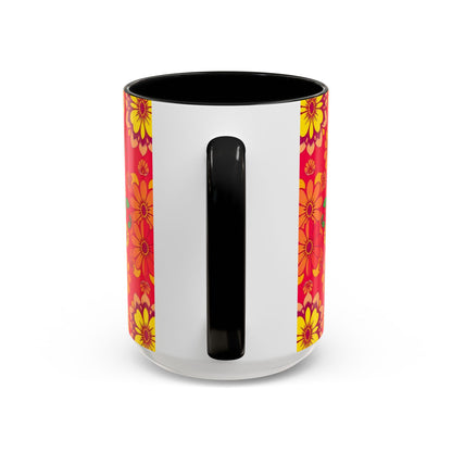 Accent Coffee Mug, Leo, Zodiac v4, Flower Pattern, (11, 15oz)