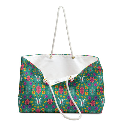 Weekender Bag, Aquarius, Zodiac v3, Flower Pattern
