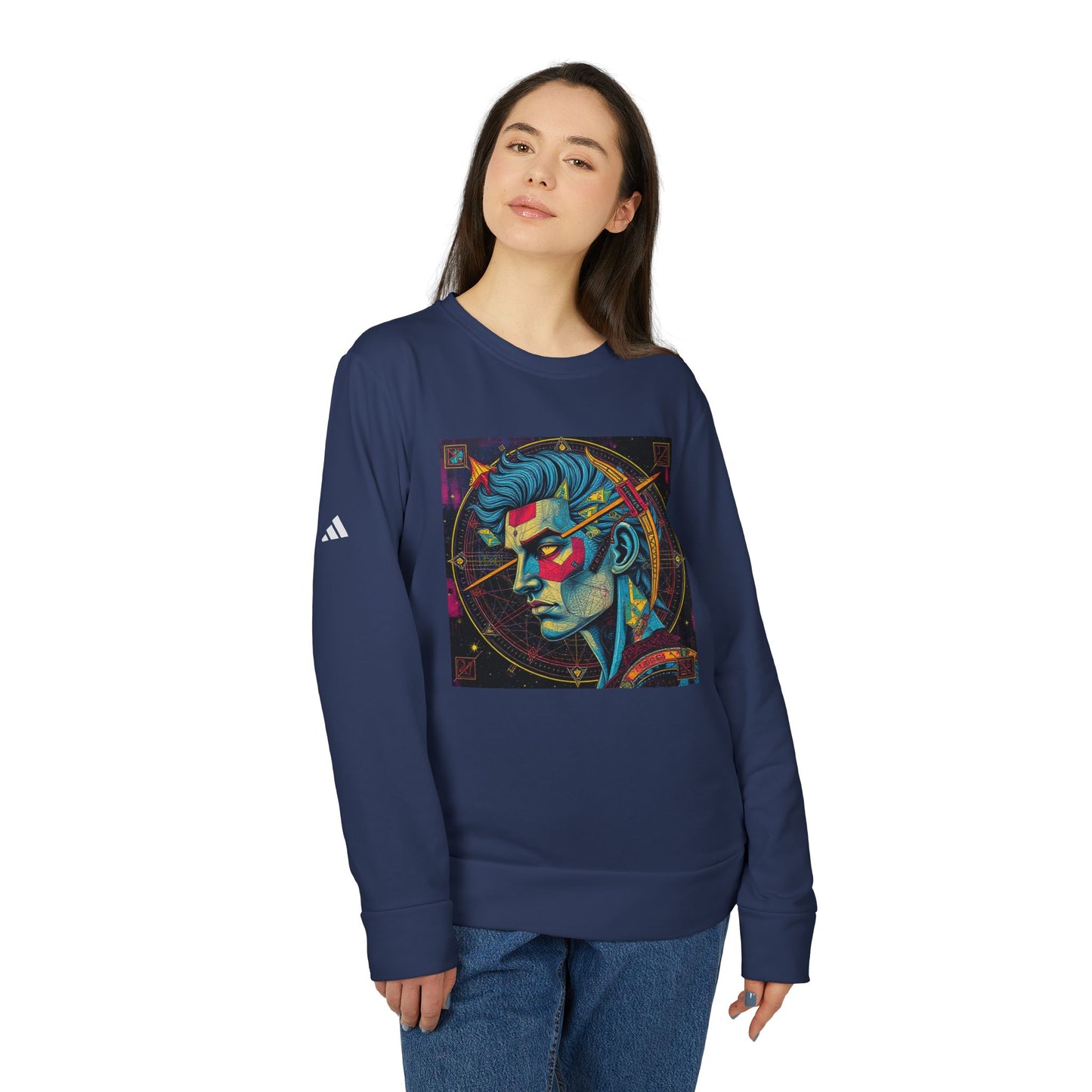Adidas, Unisex Fleece Crewneck Sweatshirt, Sagittarius, Pop Art, Zodiac