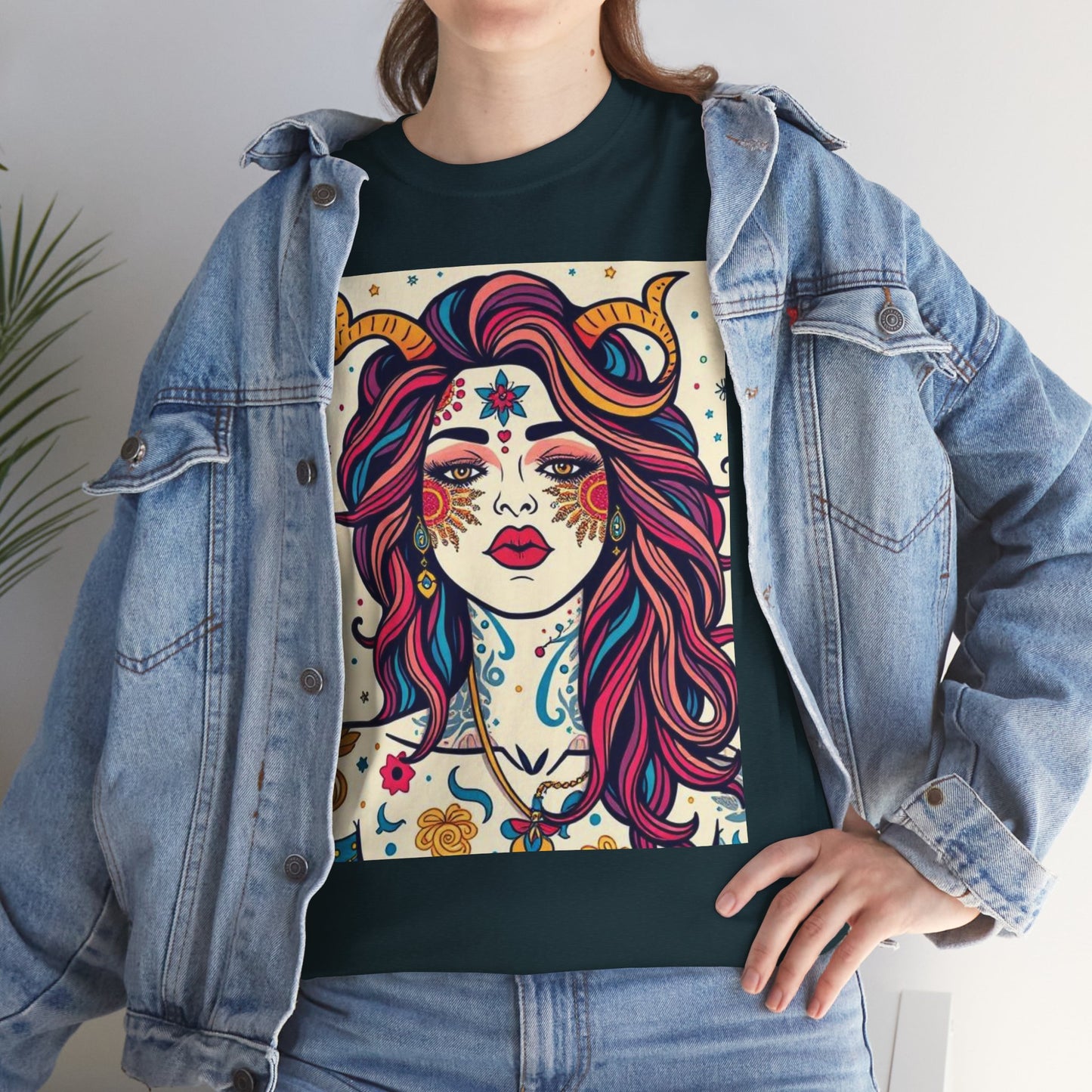 Unisex Heavy Cotton T-Shirt, Virgo, Zodiac v3, Sexy Art