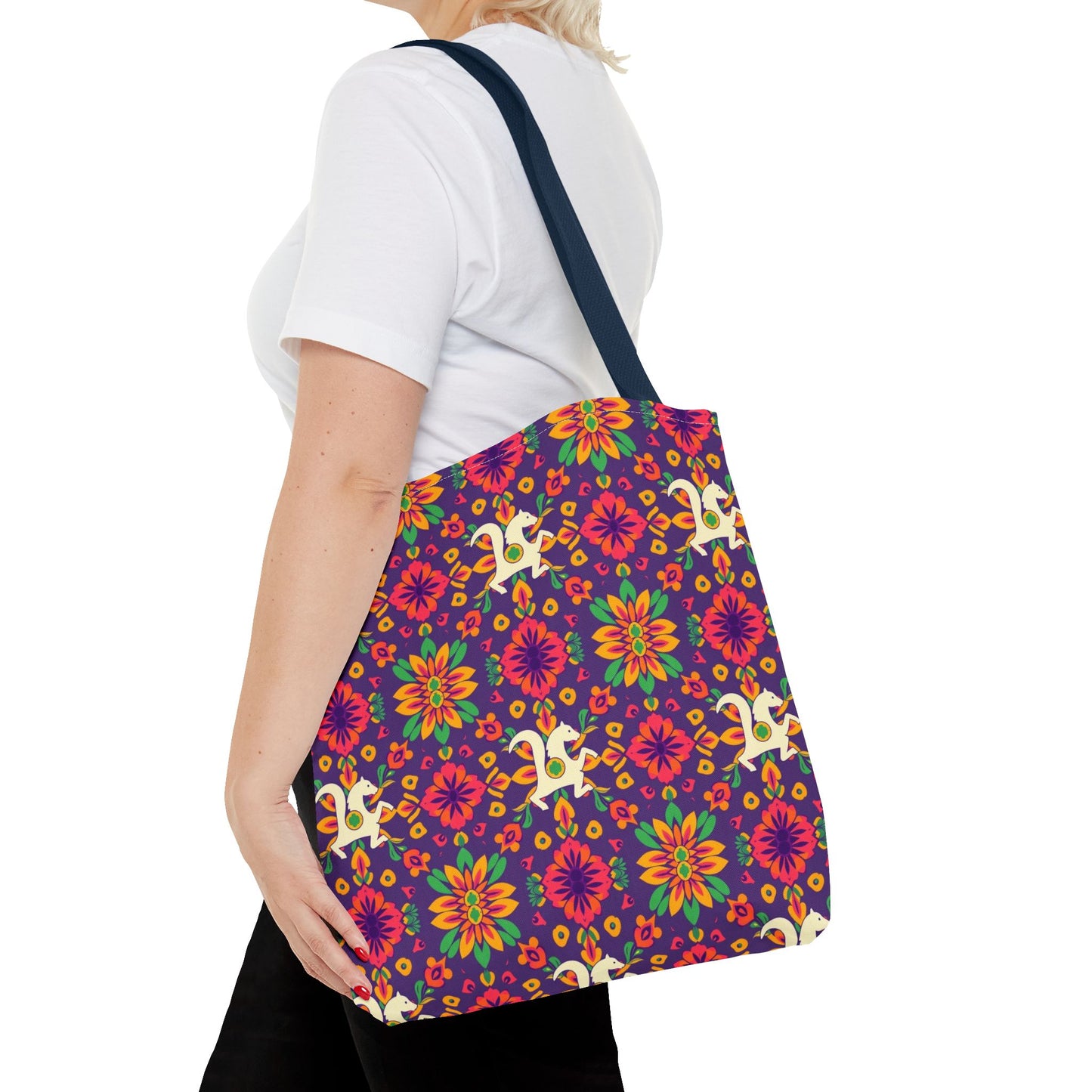 Tote Bag (AOP), Aquarius, Zodiac v2, Flower Pattern