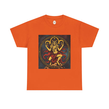 Unisex Heavy Cotton T-Shirt, Aries God 3v, Zodiac Design