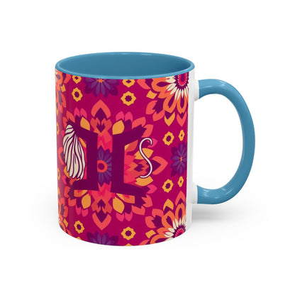 Accent Coffee Mug, Gemini, Zodiac v1, Flower Pattern, (11, 15oz)