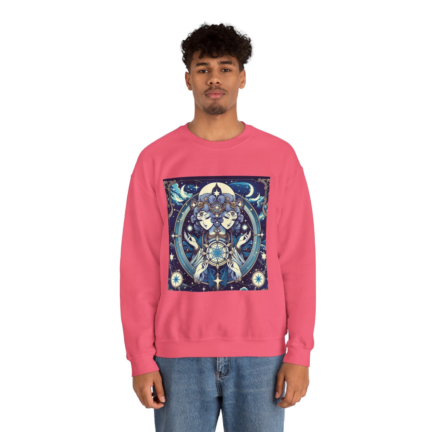 Unisex Heavy Blend™ Crewneck Sweatshirt,Twin Body, Gemini Zodiac Design