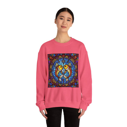 Unisex Heavy Blend™ Crewneck Sweatshirt, Glass 1, Pisces Zodiac Design