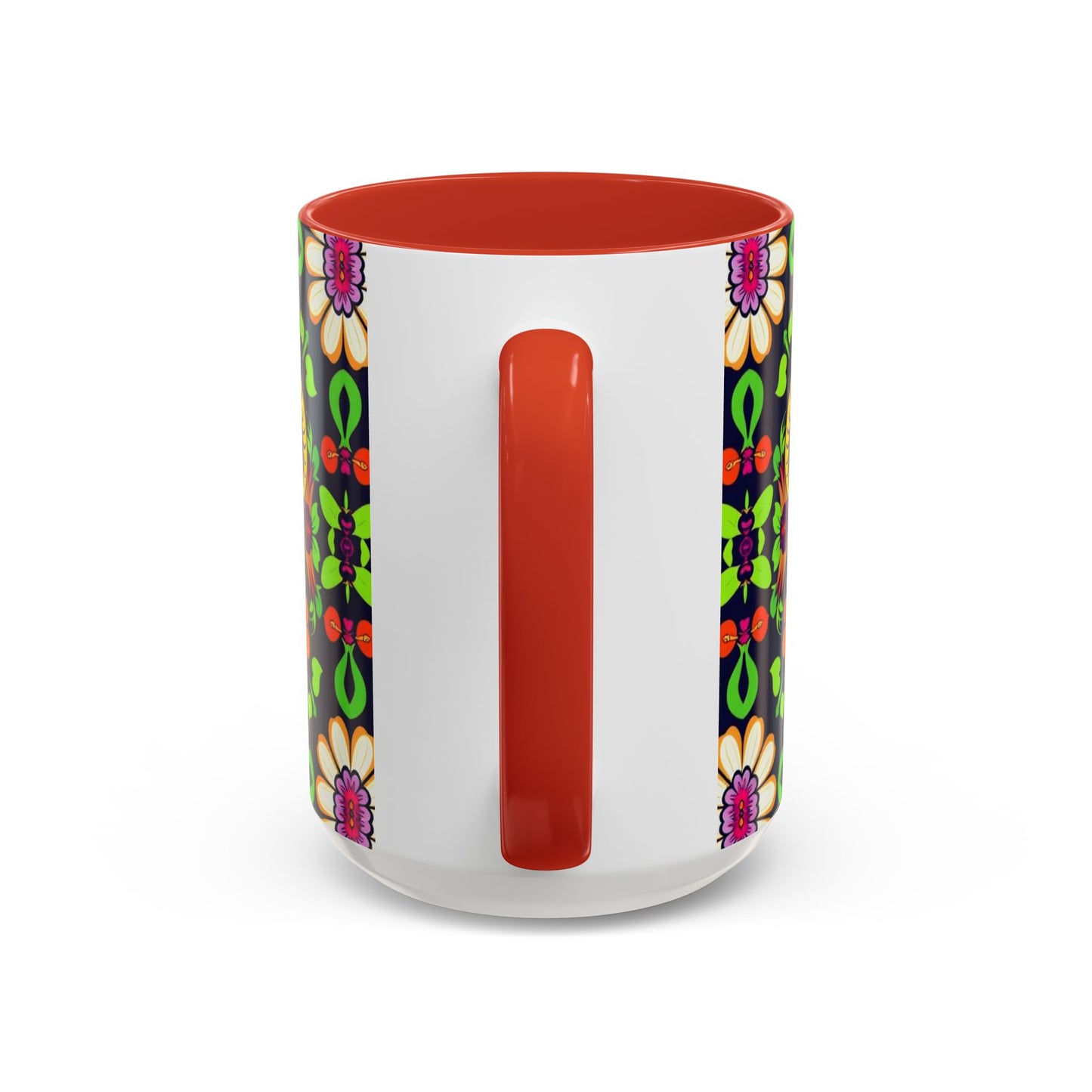 Accent Coffee Mug, Aries, Zodiac v2, Flower Pattern, (11, 15oz)