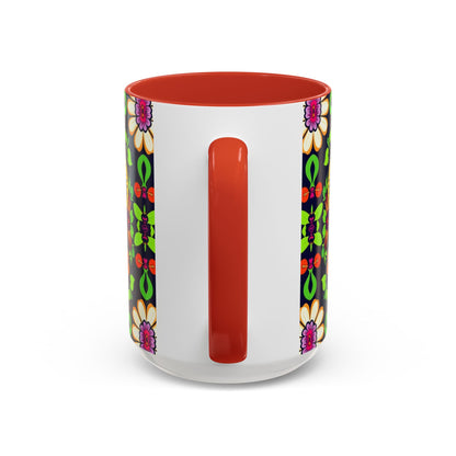 Accent Coffee Mug, Aries, Zodiac v2, Flower Pattern, (11, 15oz)