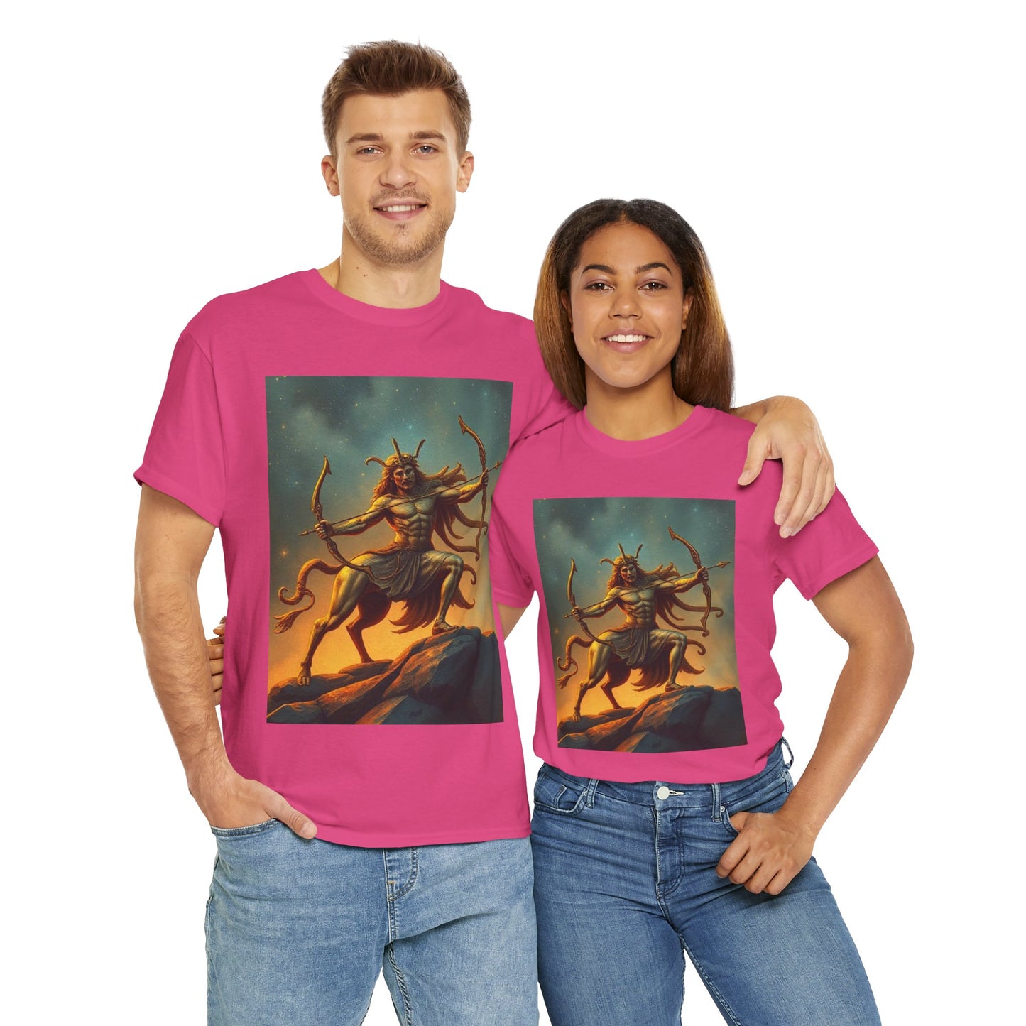 Unisex Heavy Cotton T-Shirt, Arrow Centaur v1, Sagittarius Zodiac Design
