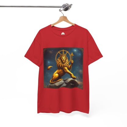Unisex Heavy Cotton T-Shirt, King of Lions, Leo Zodiac Design