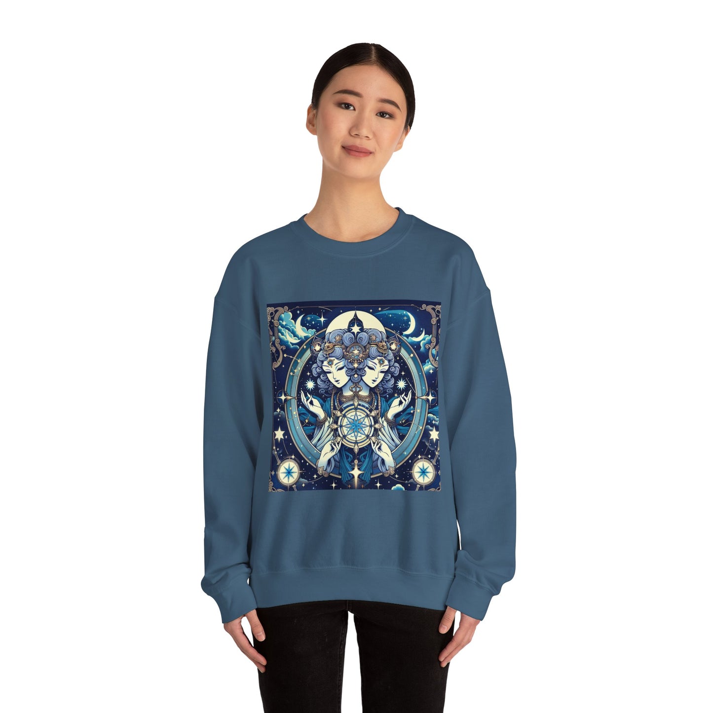 Unisex Heavy Blend™ Crewneck Sweatshirt,Twin Body, Gemini Zodiac Design