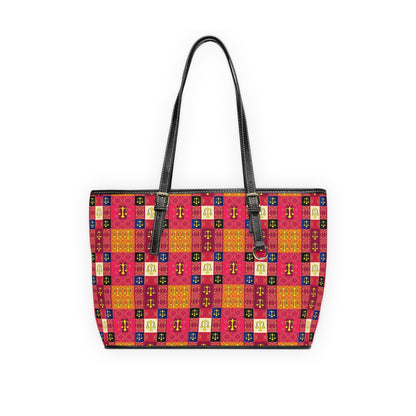 Leather Shoulder Bag, Libra, Zodiac v2, Shapes Pattern