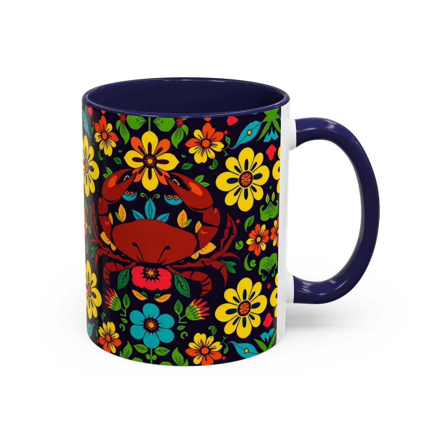 Accent Coffee Mug, Cancer, Zodiac v2, Flower Pattern, (11, 15oz)