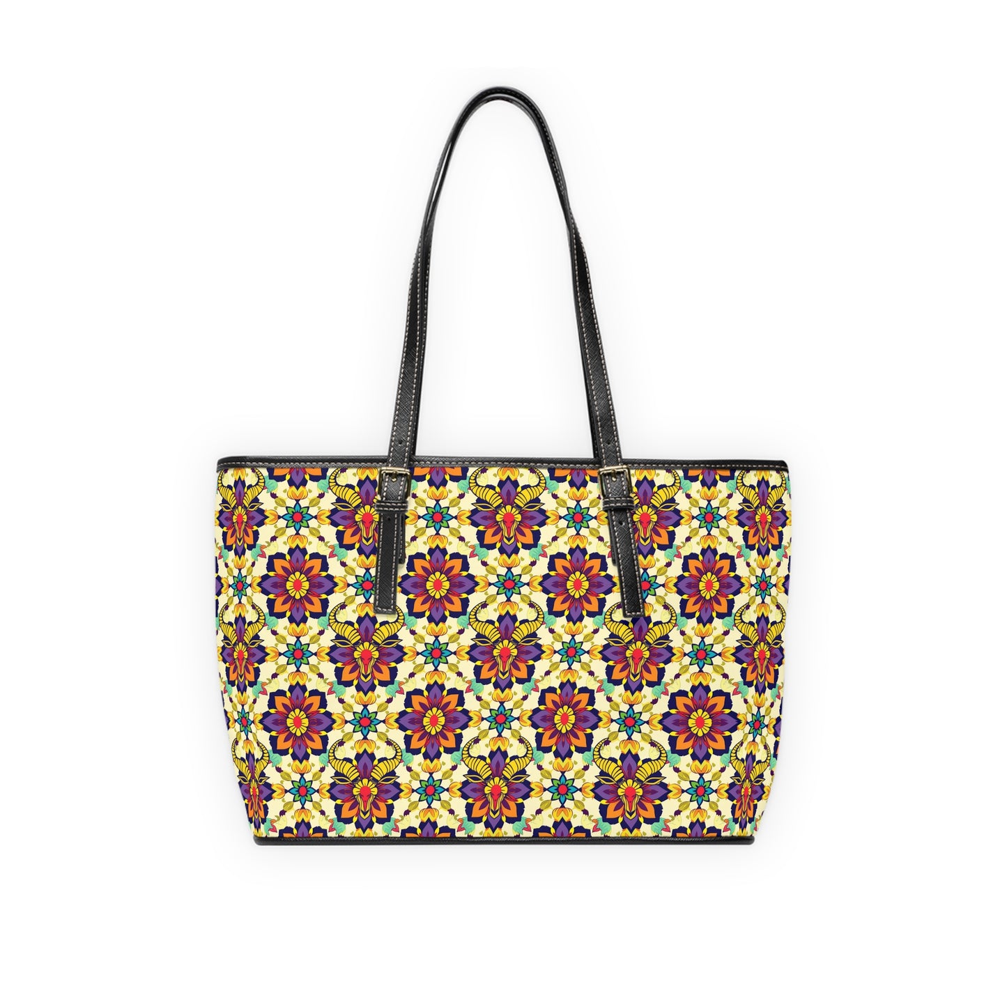Leather Shoulder Bag, Taurus, Zodiac v2, Flower Pattern