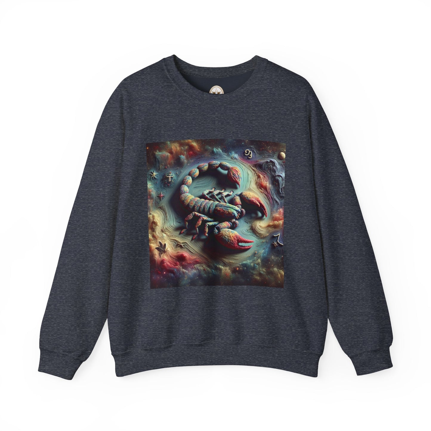 Unisex Heavy Blend™ Crewneck Sweatshirt, Trippy Mist Scorpion, Scorpio Zodiac Design