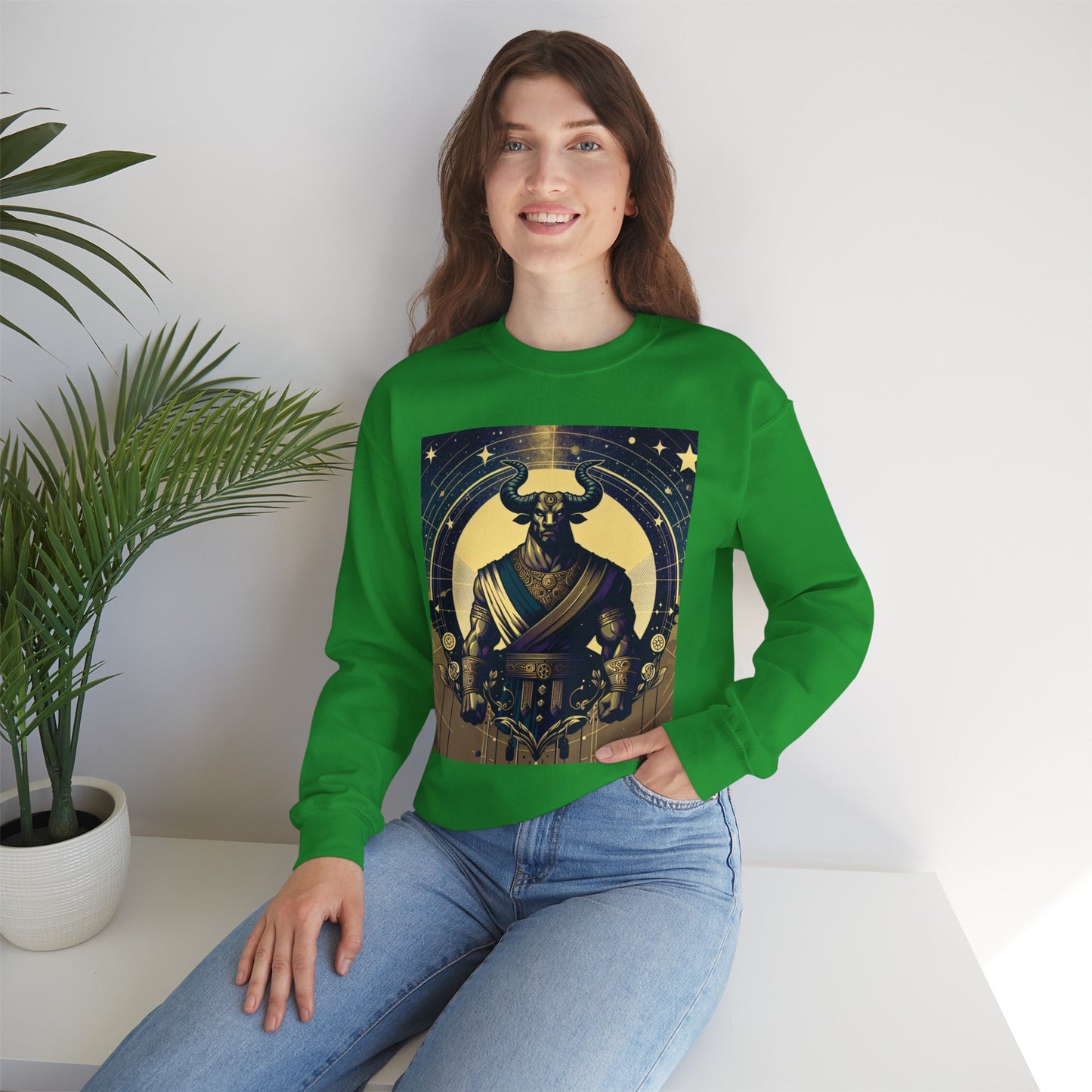 Unisex Heavy Blend™ Crewneck Sweatshirt, Minotaur, Taurus Zodiac Design