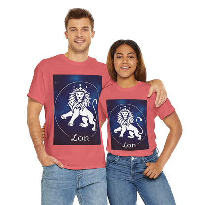 Unisex Heavy Cotton T-Shirt, Space Lion, Leo Zodiac Design