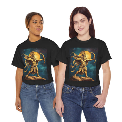 Unisex Heavy Cotton T-Shirt, Midnight Arrow v1, Sagittarius Zodiac Design