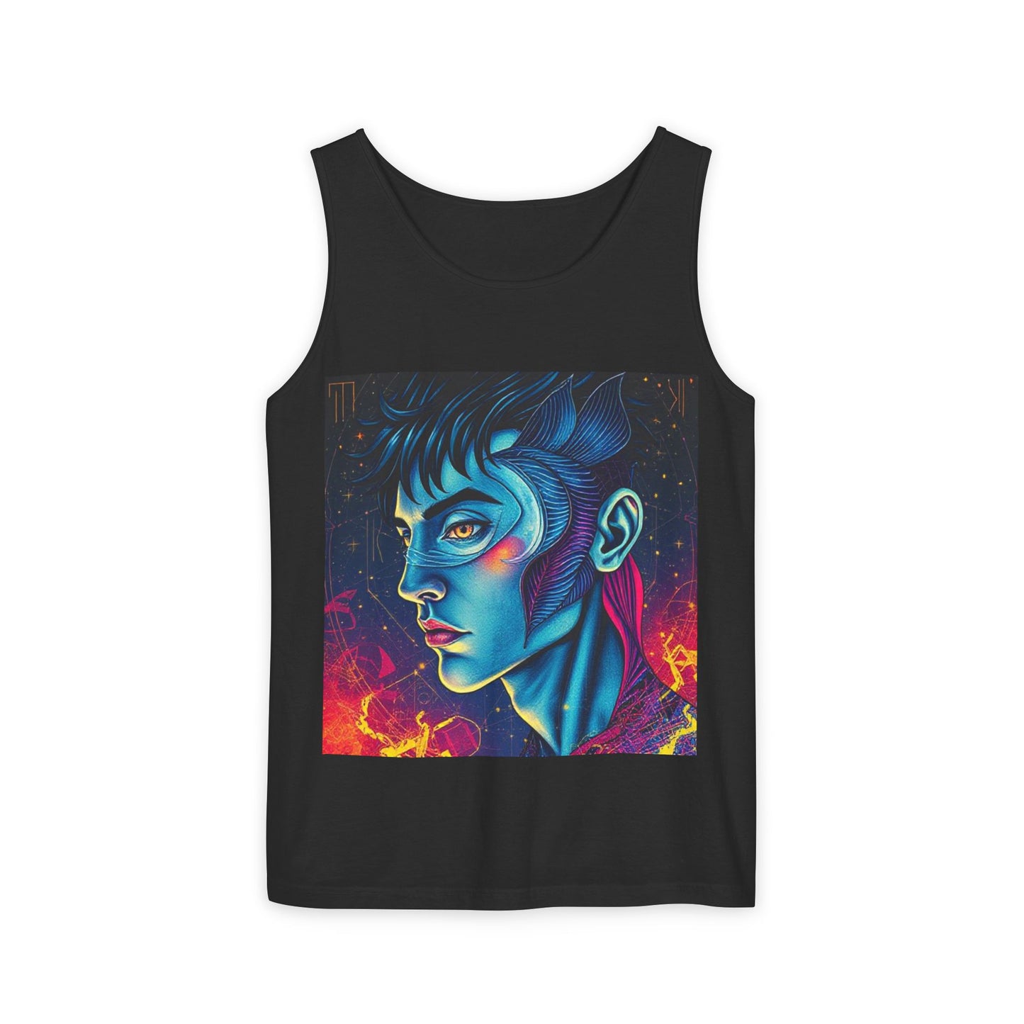 Unisex Garment-Dyed, Tank Top, Pisces Design, Pop Art v1, 100% US cotton