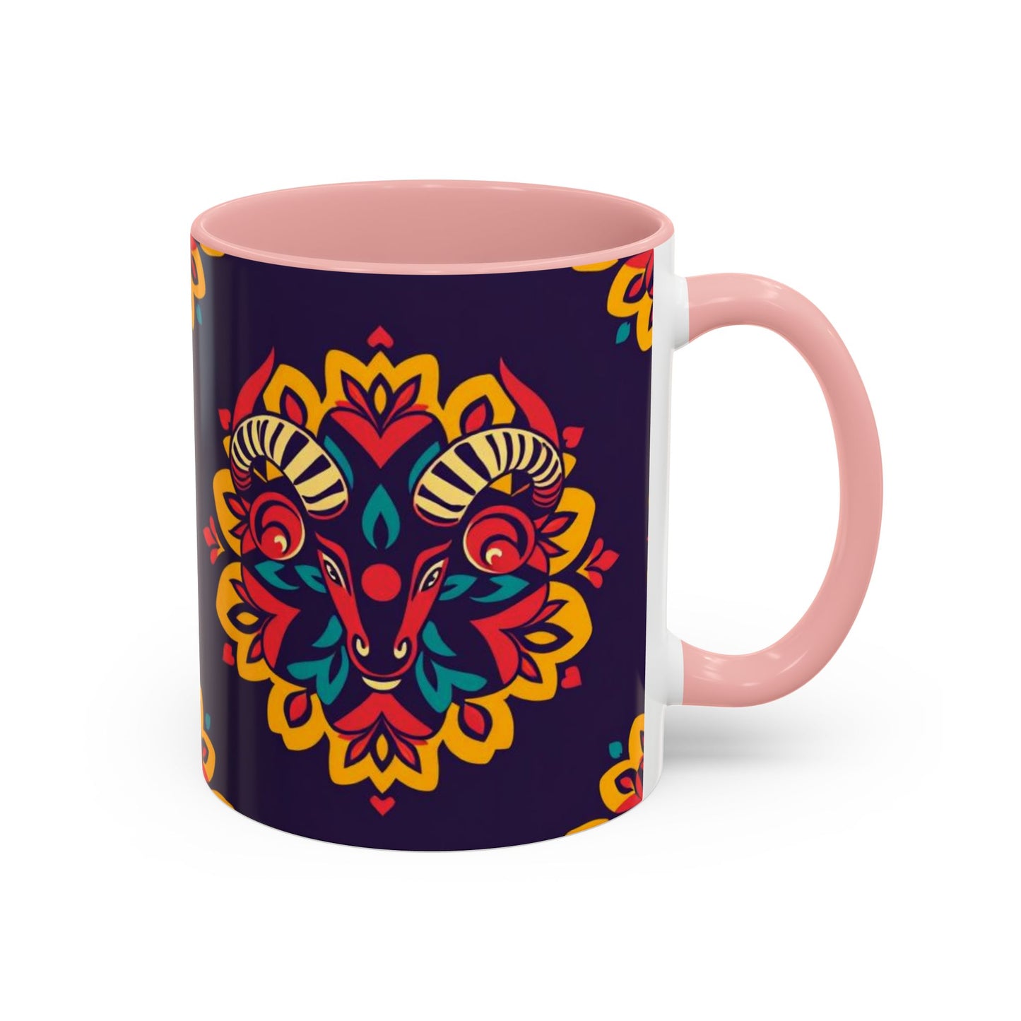 Accent Coffee Mug, Taurus, Zodiac v4. Flower Pattern, (11, 15oz)