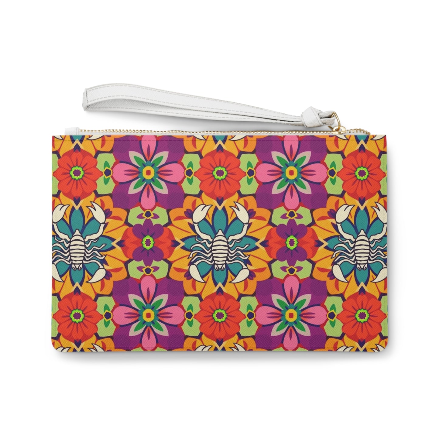 Clutch Bag, Scorpio, Zodiac v4, Flower Pattern