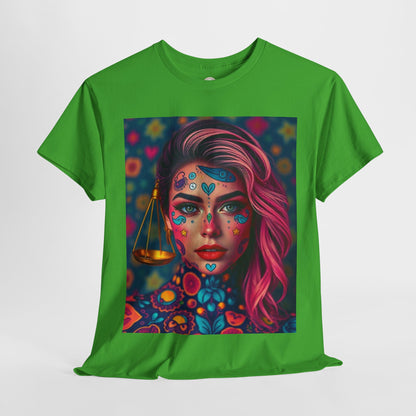Unisex Heavy Cotton T-Shirt, Libra, Zodiac v2, Sexy Art