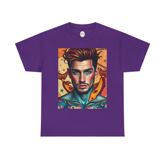 Unisex Heavy Cotton T-Shirt, Pisces, Zodiac v2, Sexy Art