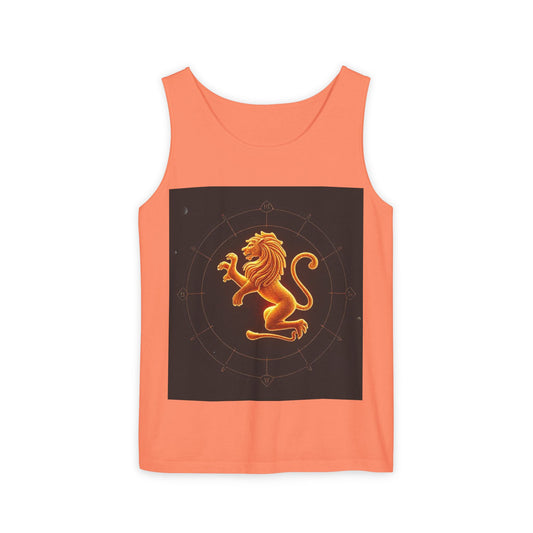 Unisex Garment-Dyed, Tank Top, Leo Design, Space Animal v1, 100% US cotton