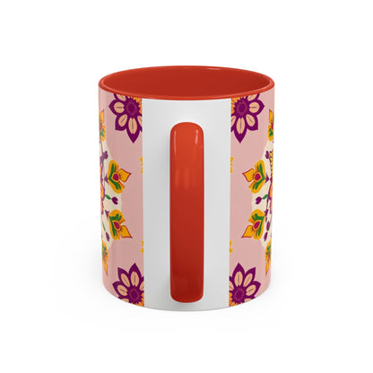 Accent Coffee Mug, Sagittarius, Zodiac v4. Flower Pattern, (11, 15oz)