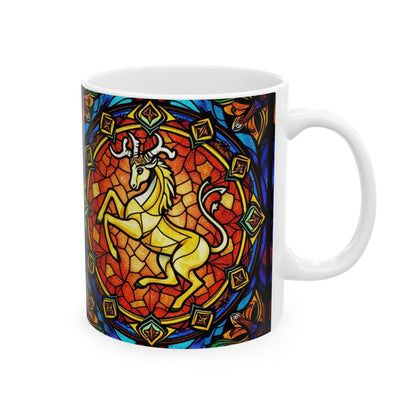 Ceramic Mug, (11oz, 15oz), Ceramic Coffee Mug, AOP, Glass Design, Capricorn Zodiac