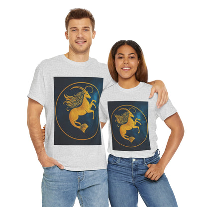 Unisex Heavy Cotton T-Shirt, Capricorn Animal v4, Symbol, Zodiac Design
