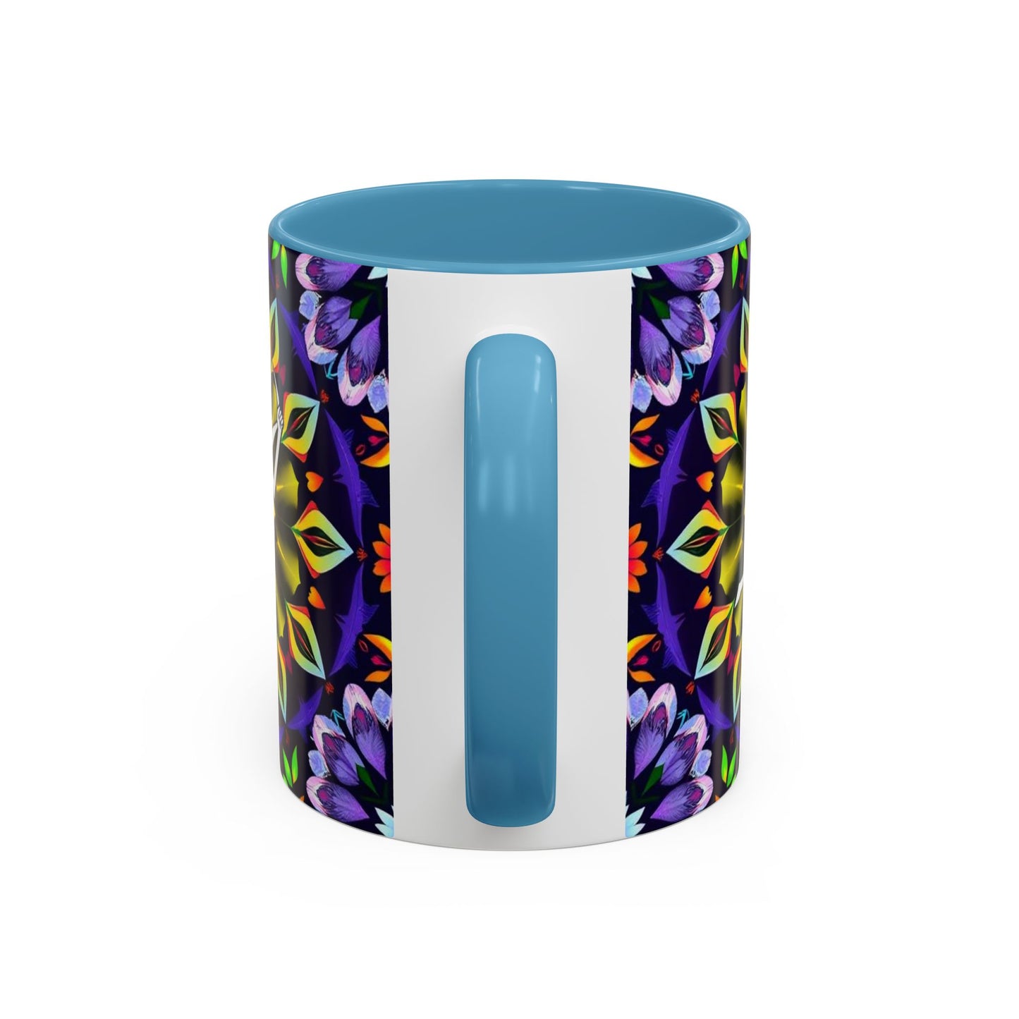 Accent Coffee Mug, Sagittarius, Zodiac v1. Flower Pattern, (11, 15oz)